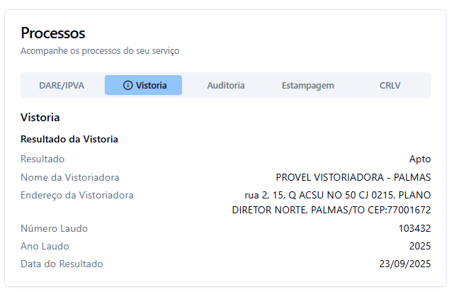 Detalhes da Vistoria