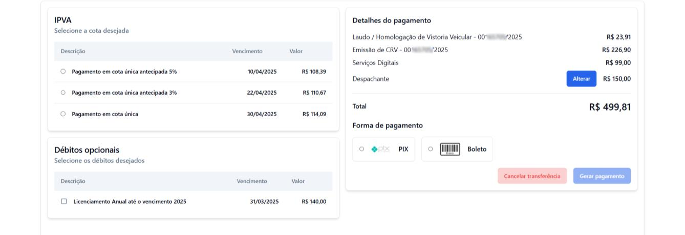 Tela Pagamento